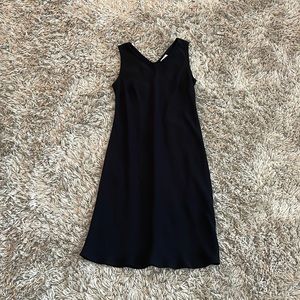 Ann Taylor Loft Black V Neck Below the Knee Dress